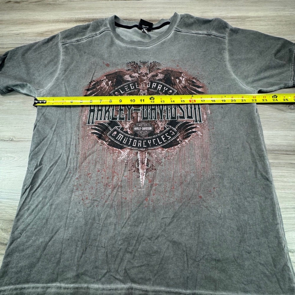 Vintage Distressed Harley Davidson Indianapolis Tee Gray Eagle Wings Hot Rod L - Picture 7 of 11